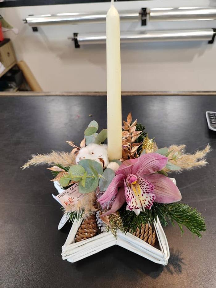 Bougeoir étoilé fleuri à l'orchidée rose pour la décoration de table